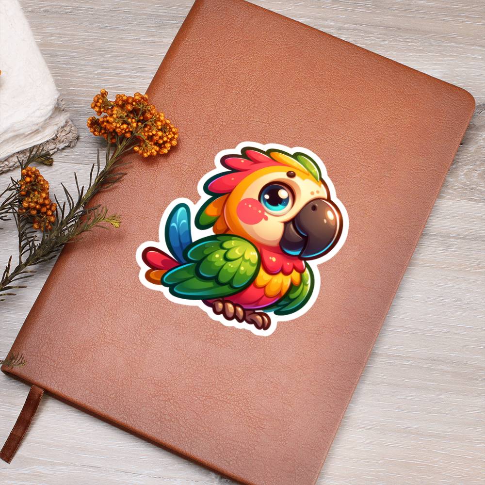 Cute Parrot sticker 109 - Vegan Leather Journal