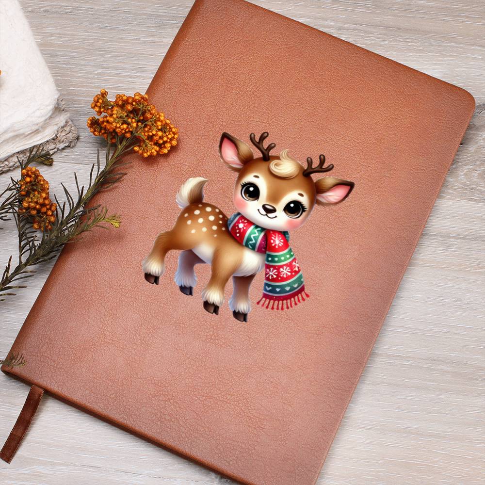 Cute Christmas Reindeer 012 - Vegan Leather Journal