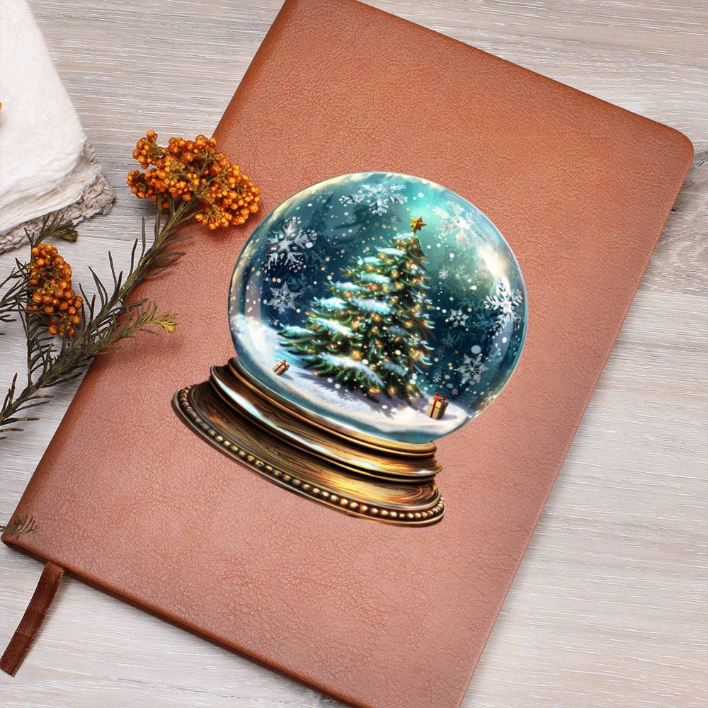 Watercolor Christmas Snow Globe 003 - Vegan Leather Journal
