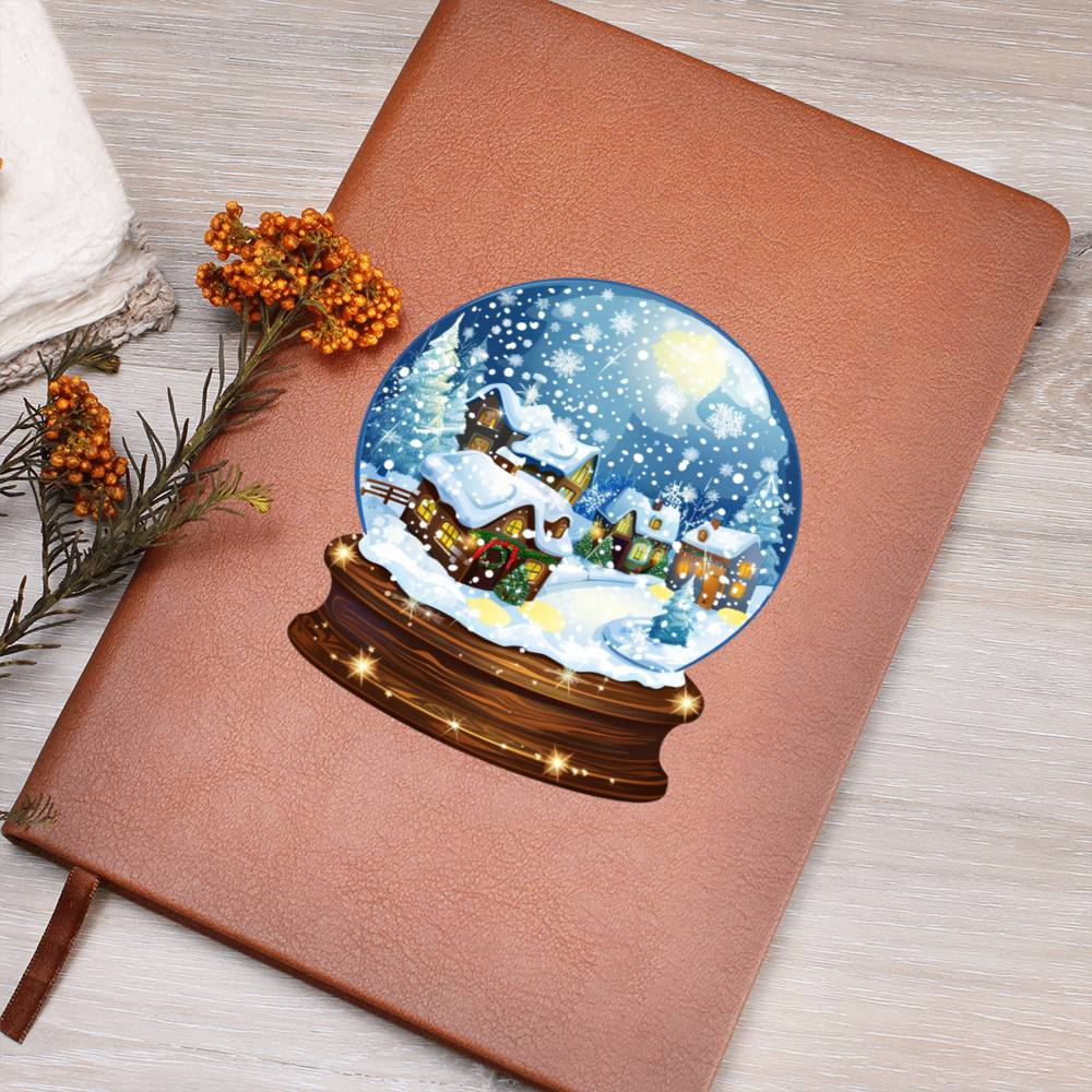 Watercolor Christmas Snow Globe 008 - Vegan Leather Journal