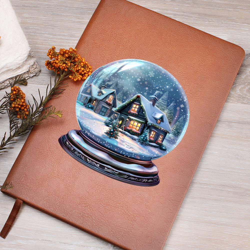 Watercolor Christmas Snow Globe 011 - Vegan Leather Journal