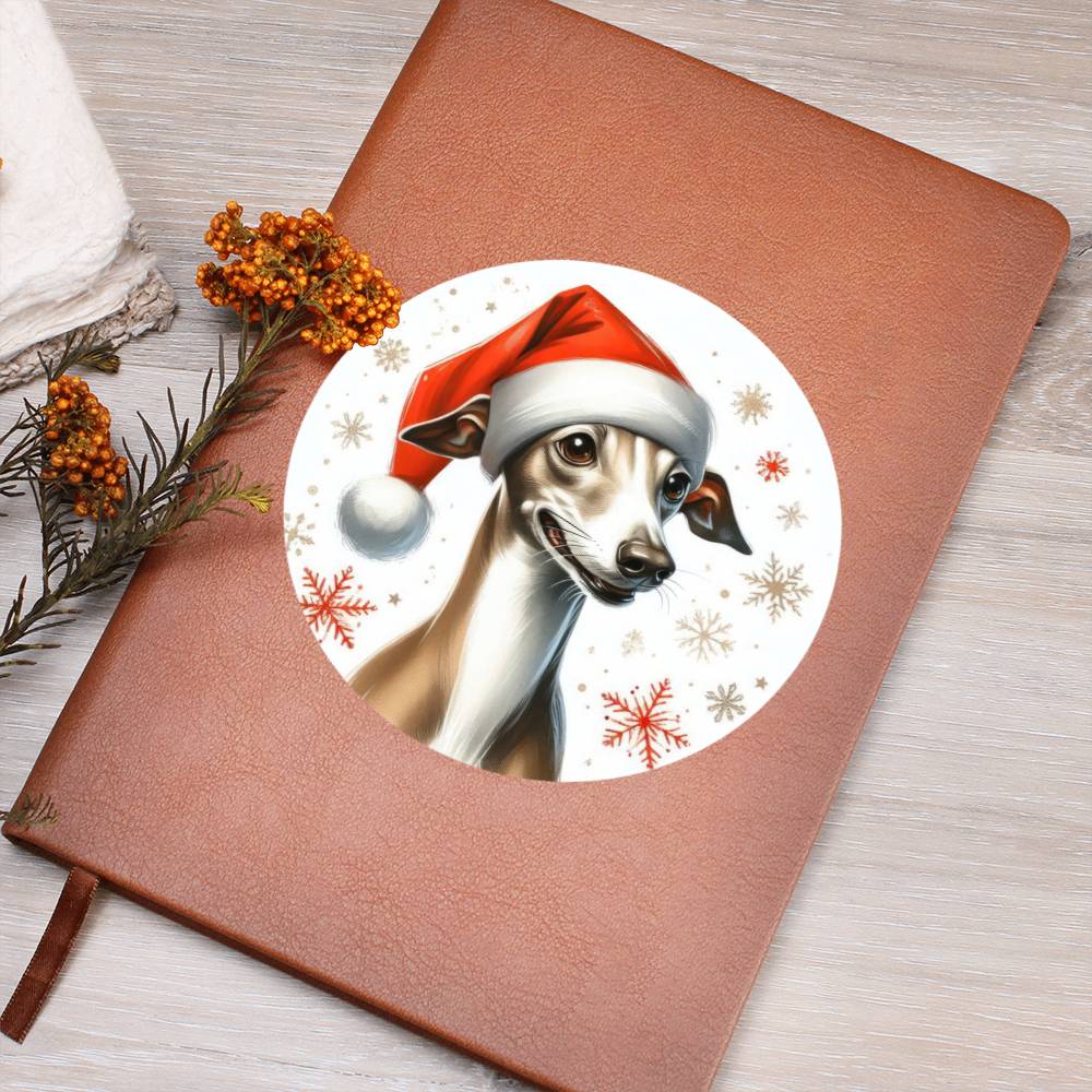 Christmas Dog - Italian Greyhound - Vegan Leather Journal