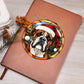 Dog Stained Glass Christmas Design 022 - Vegan Leather Journal
