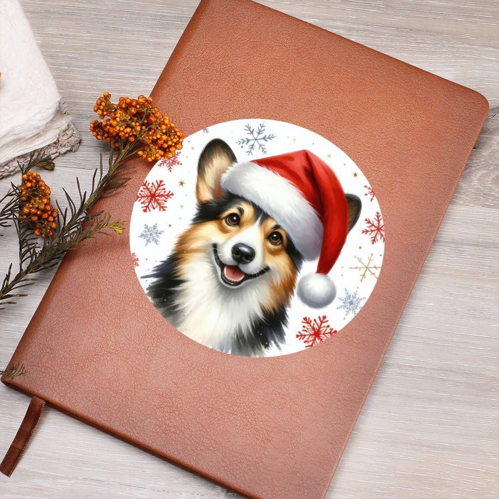 Christmas Dog - Cardigan Welsh Corgi - Vegan Leather Journal