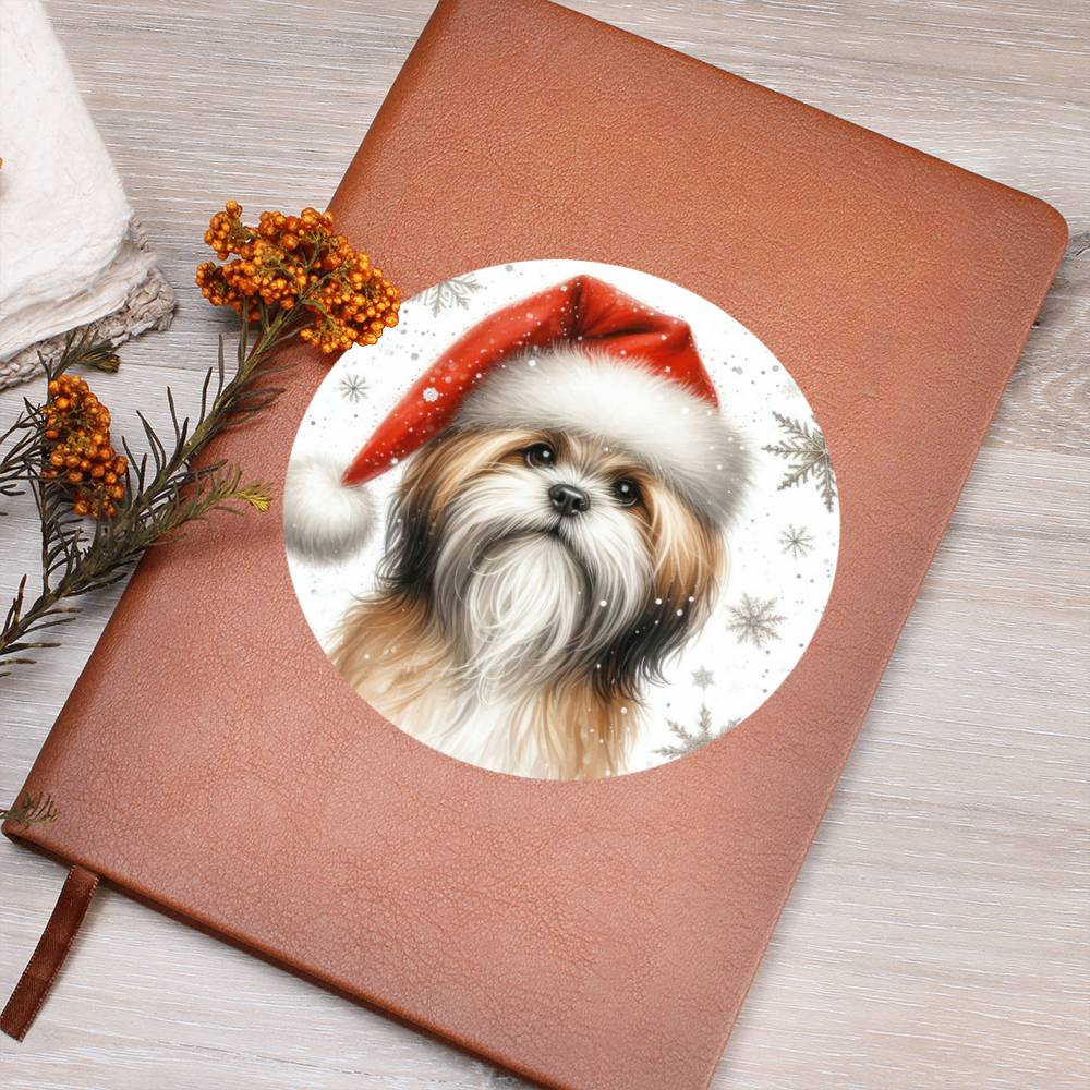 Christmas Dog - Lhasa Apso - Vegan Leather Journal