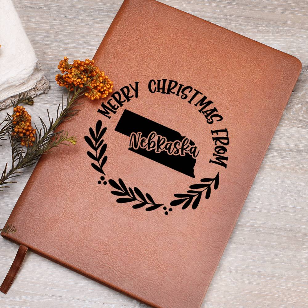Merry Christmas From Nebraska - Vegan Leather Journal