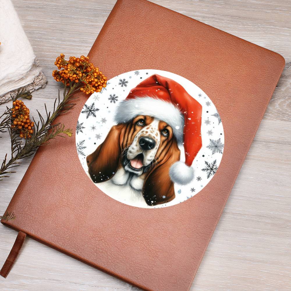 Christmas Dog - Basset Hound - Vegan Leather Journal