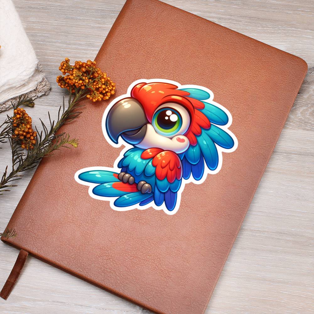 Cute Macaw sticker 90 - Vegan Leather Journal