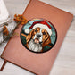 Dog Stained Glass Christmas Design 035 - Vegan Leather Journal