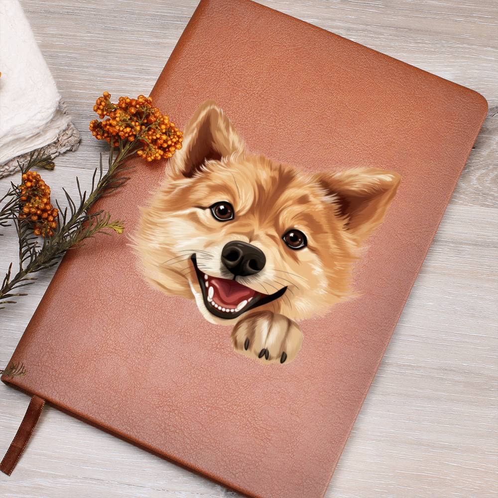 Finnish Spitz Peeking - Vegan Leather Journal