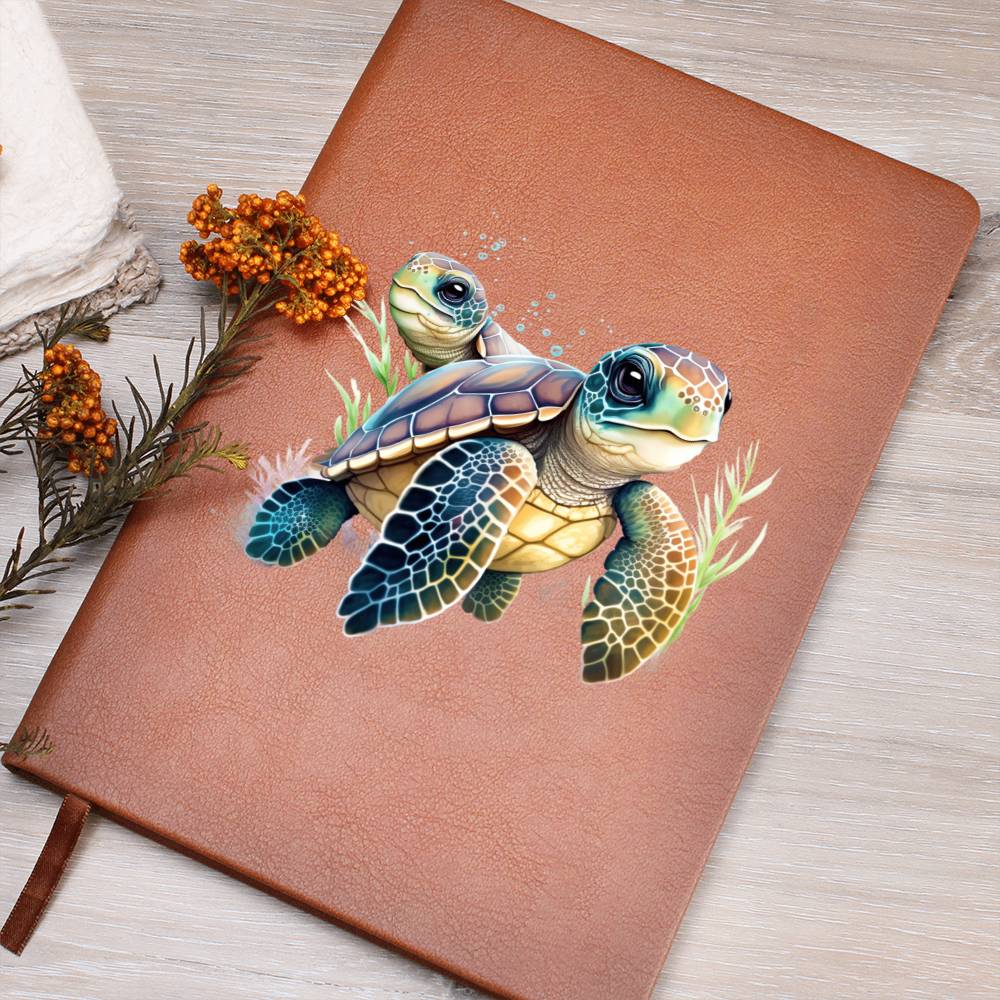 Cute Sea Turtle 010 - Vegan Leather Journal