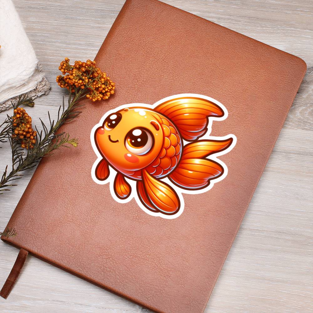 Cute Goldfish sticker 49 - Vegan Leather Journal