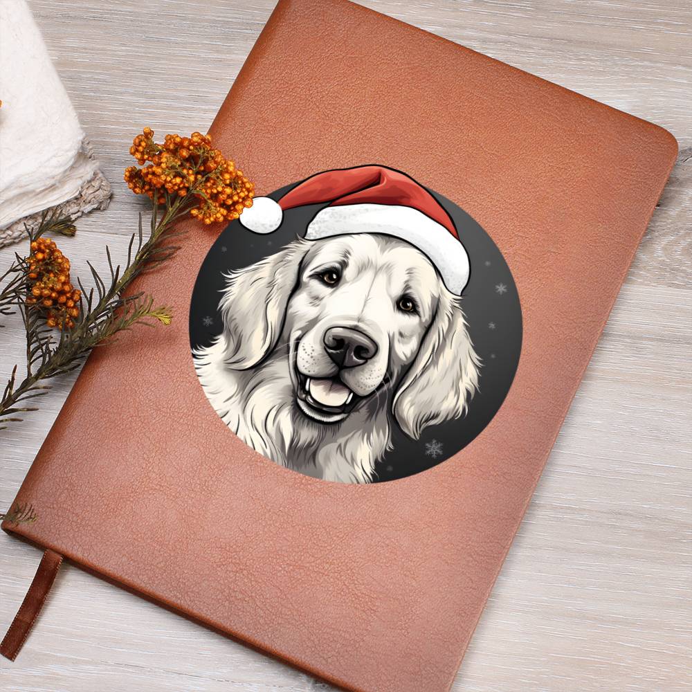Dog Stained Glass Christmas Design 013 - Vegan Leather Journal