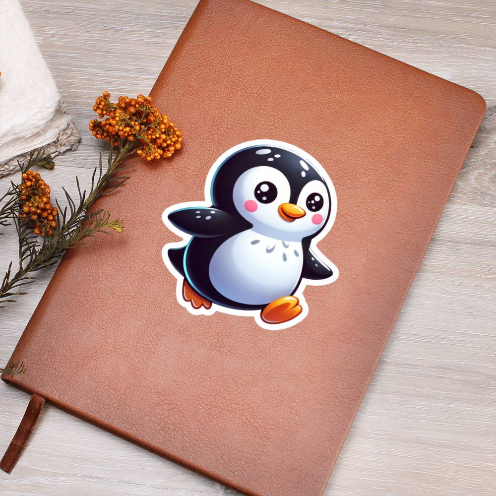 Cute pPenguin sticker 124 - Vegan Leather Journal