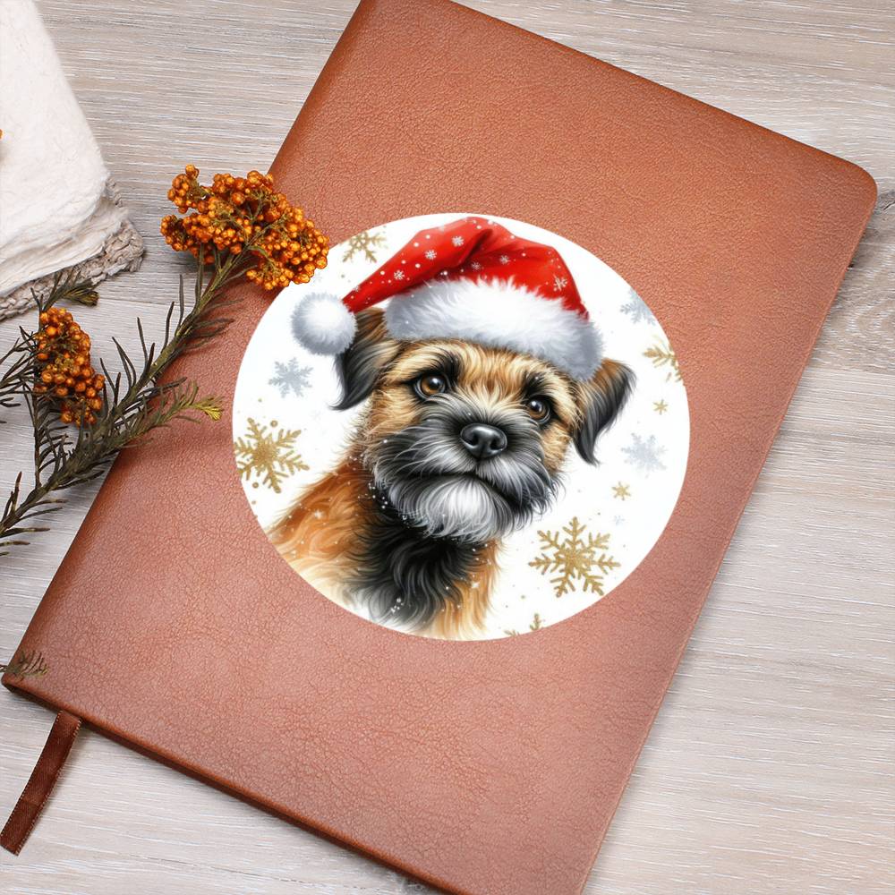 Christmas Dog - Border Terrier - Vegan Leather Journal