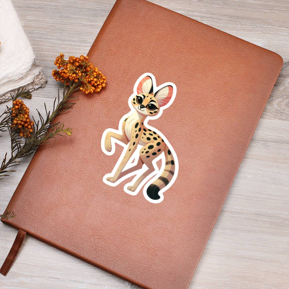 Cute Serval sticker 161 - Vegan Leather Journal