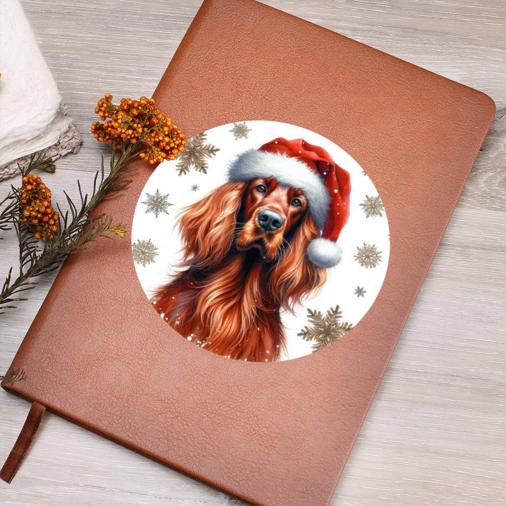 Christmas Dog - Irish Setter - Vegan Leather Journal