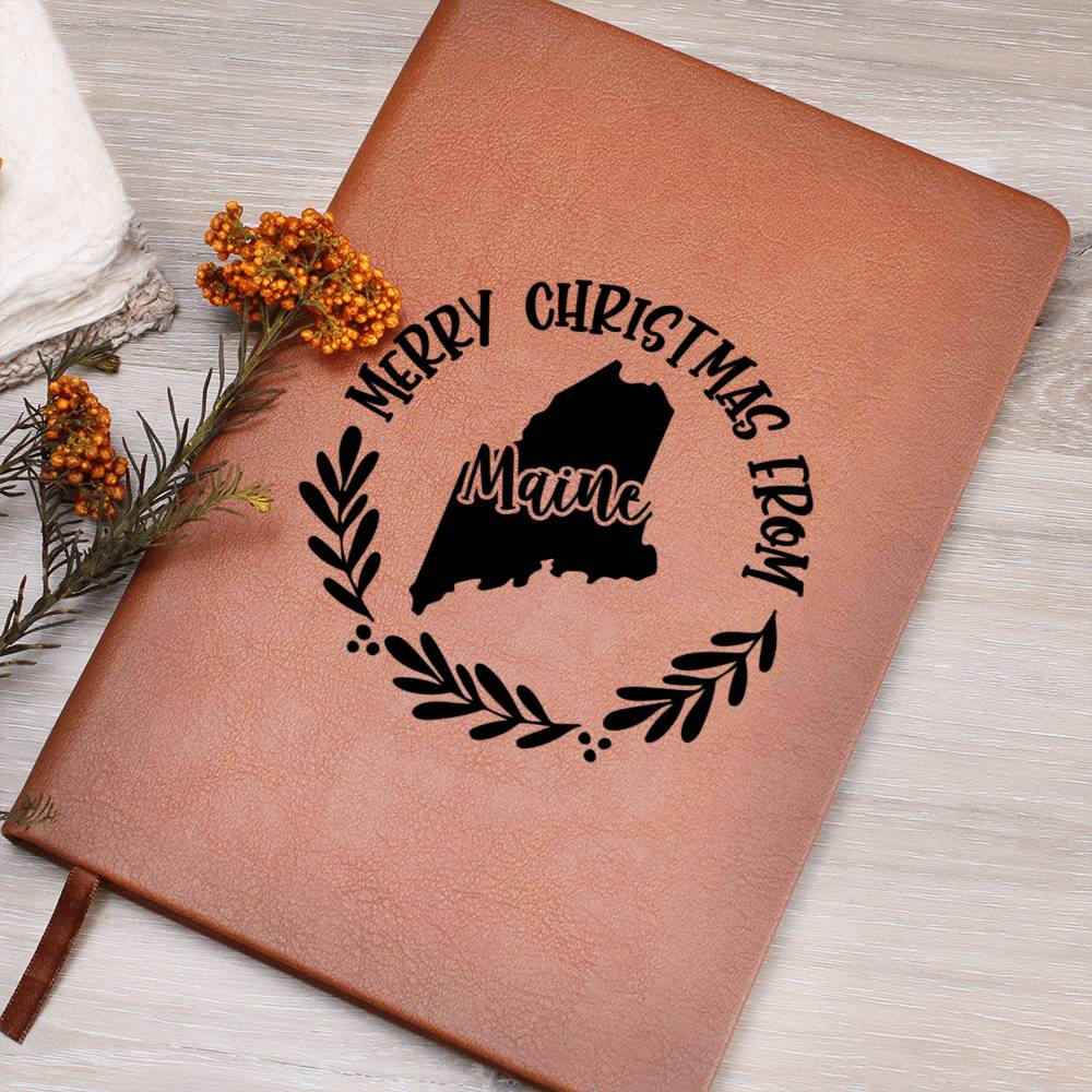 Merry Christmas From Maine - Vegan Leather Journal