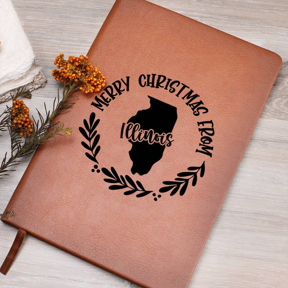 Merry Christmas From Illinois - Vegan Leather Journal