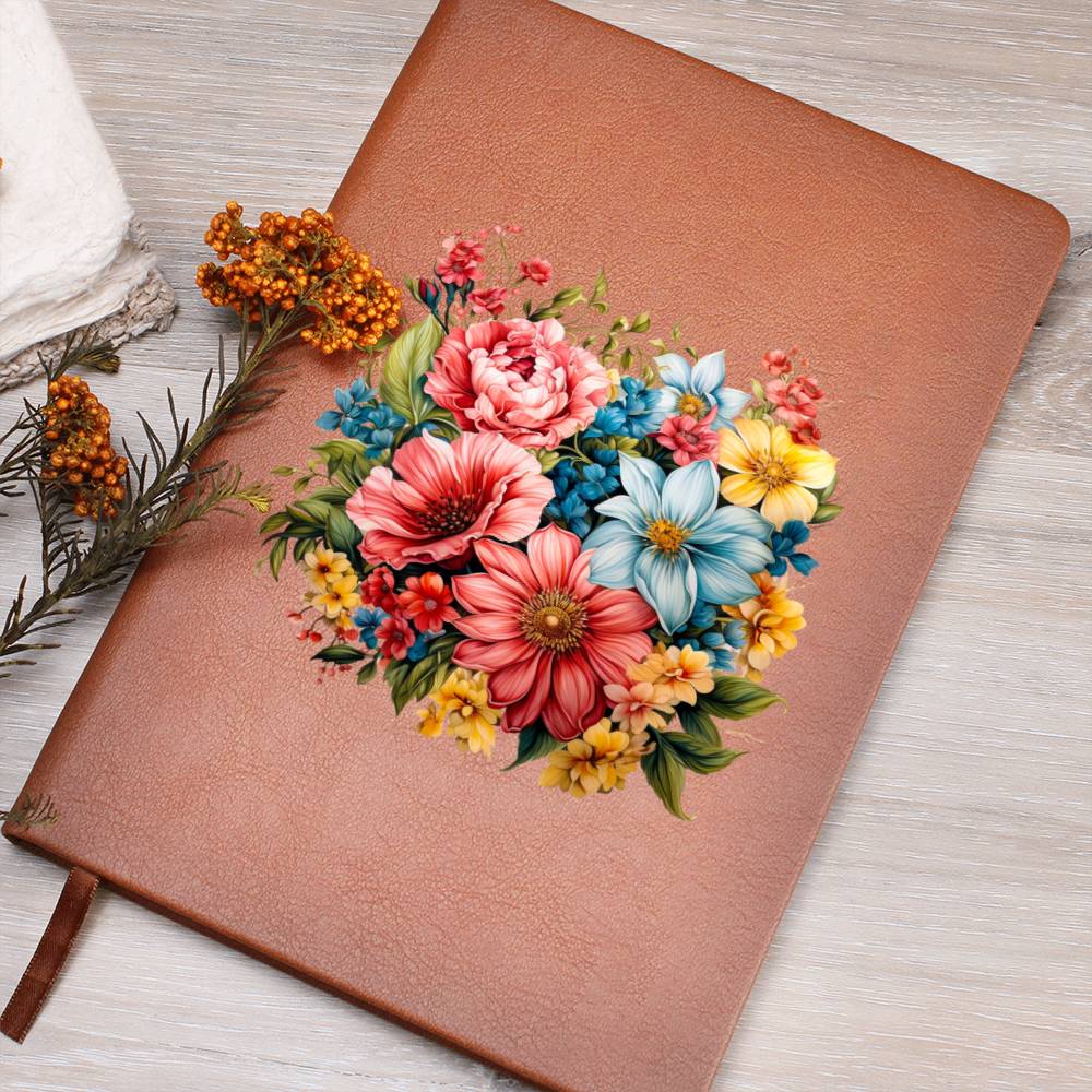 Floral Flower Wreath 059 - Vegan Leather Journal