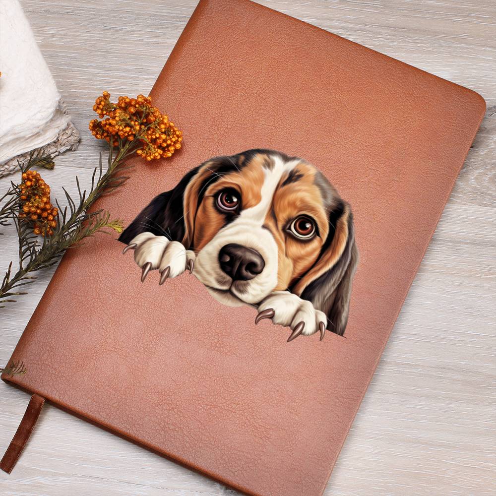 Beagle Peeking - Vegan Leather Journal