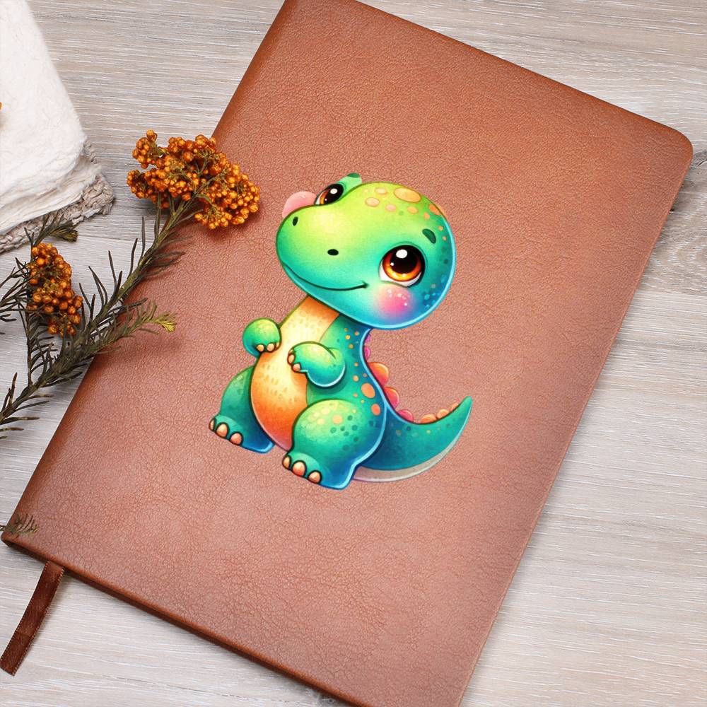 Colorful Baby Dinosaur 073 - Vegan Leather Journal