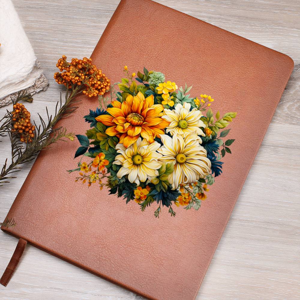 Floral Flower Wreath 093 - Vegan Leather Journal