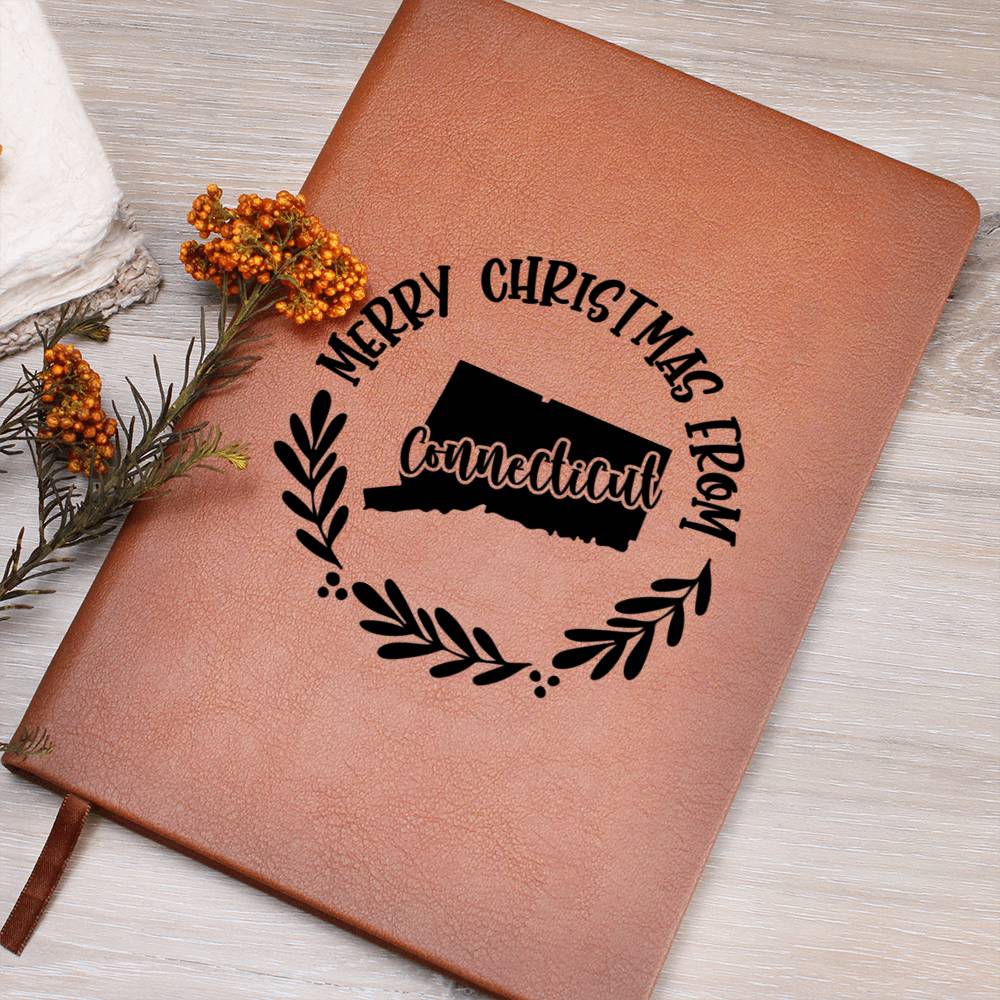 Merry Christmas From Connecticut - Vegan Leather Journal