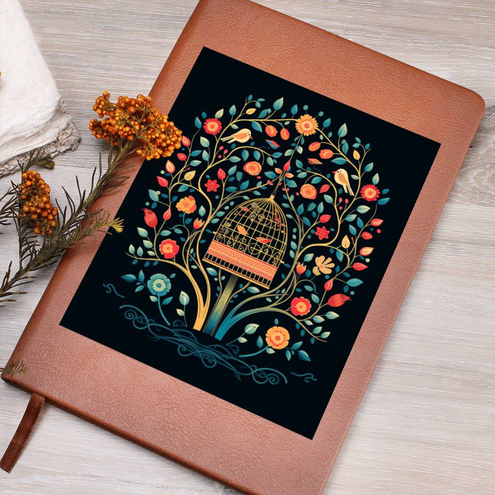 Birds And Floral Design 166 - Vegan Leather Journal
