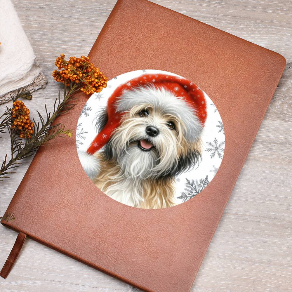 Christmas Dog - Dandie Dinmont Terrier - Vegan Leather Journal