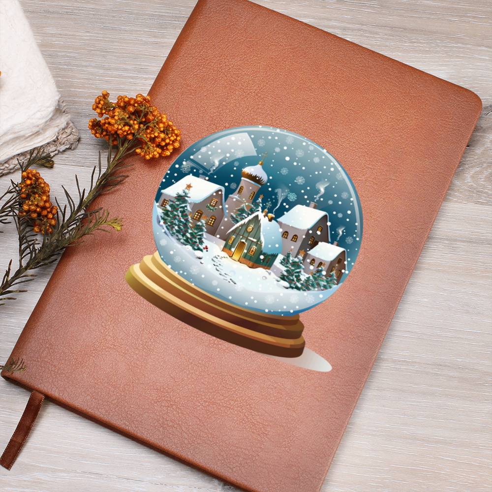 Watercolor Christmas Snow Globe 037 - Vegan Leather Journal