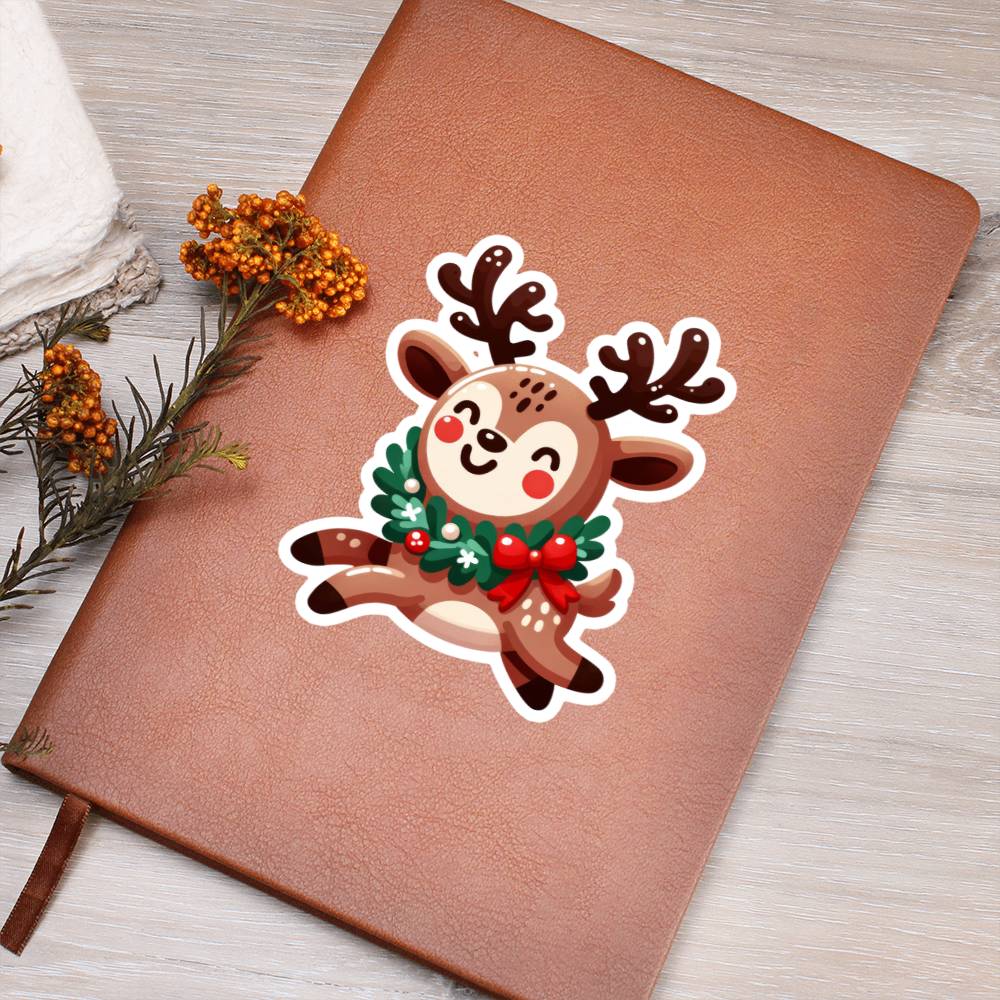 Cute Reindeer sticker 143 - Vegan Leather Journal