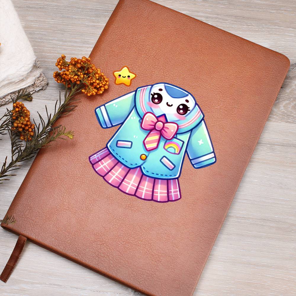 Cute Back to School Sticker 070 - Vegan Leather Journal