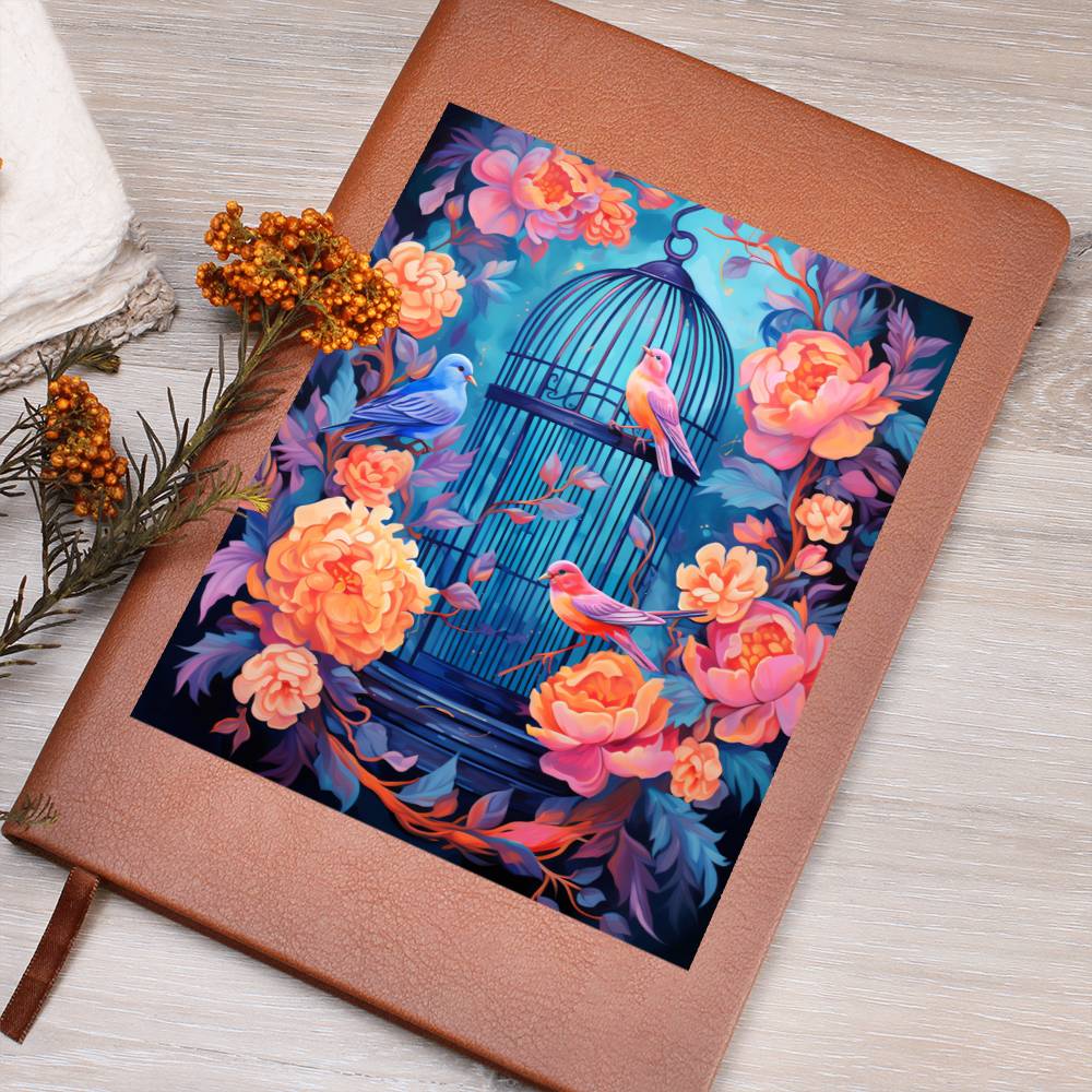 Birds And Floral Design 135 - Vegan Leather Journal