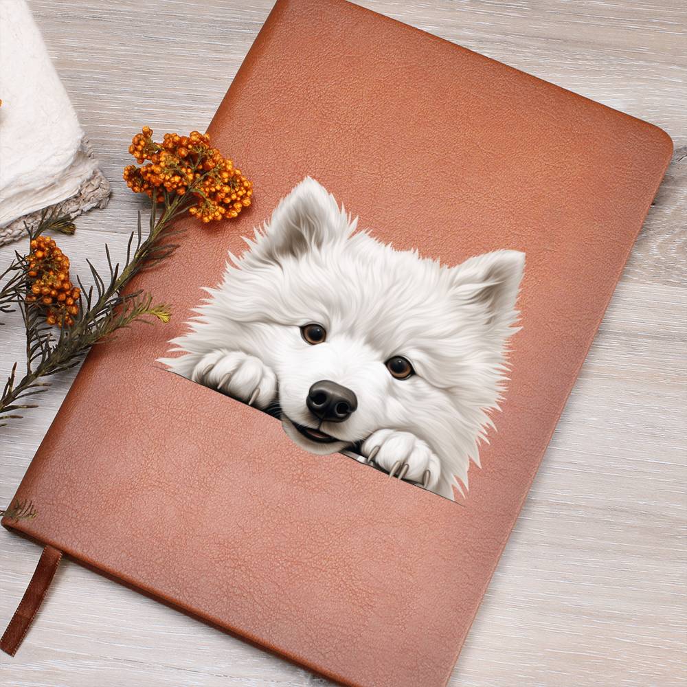 Samoyed Peeking - Vegan Leather Journal