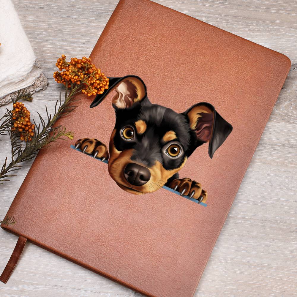 German Pinscher Peeking - Vegan Leather Journal