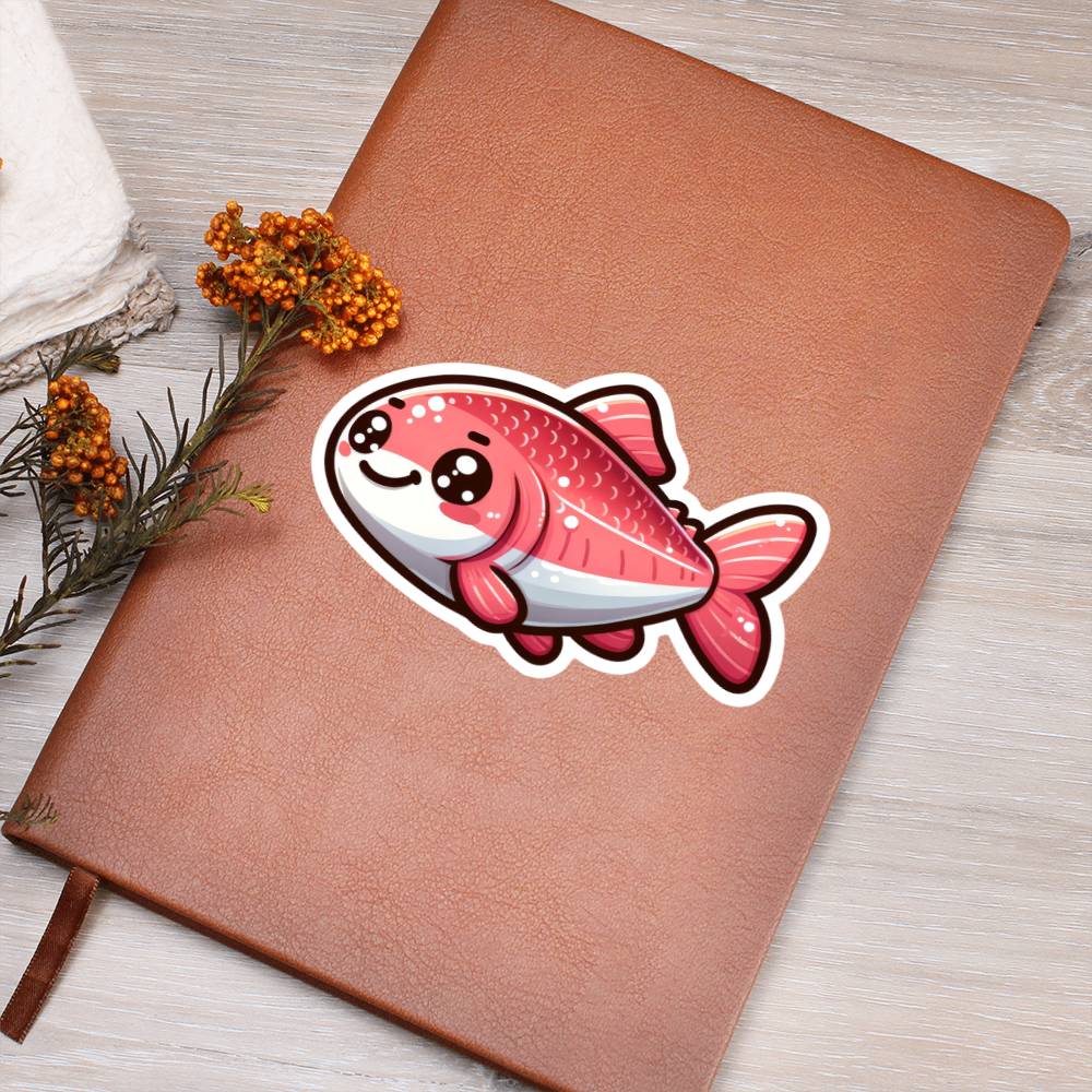 Cute Salmon sticker 153 - Vegan Leather Journal