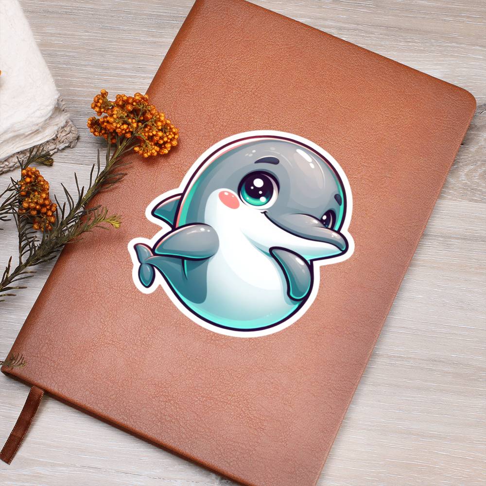 Cute Dolphin sticker 39 - Vegan Leather Journal