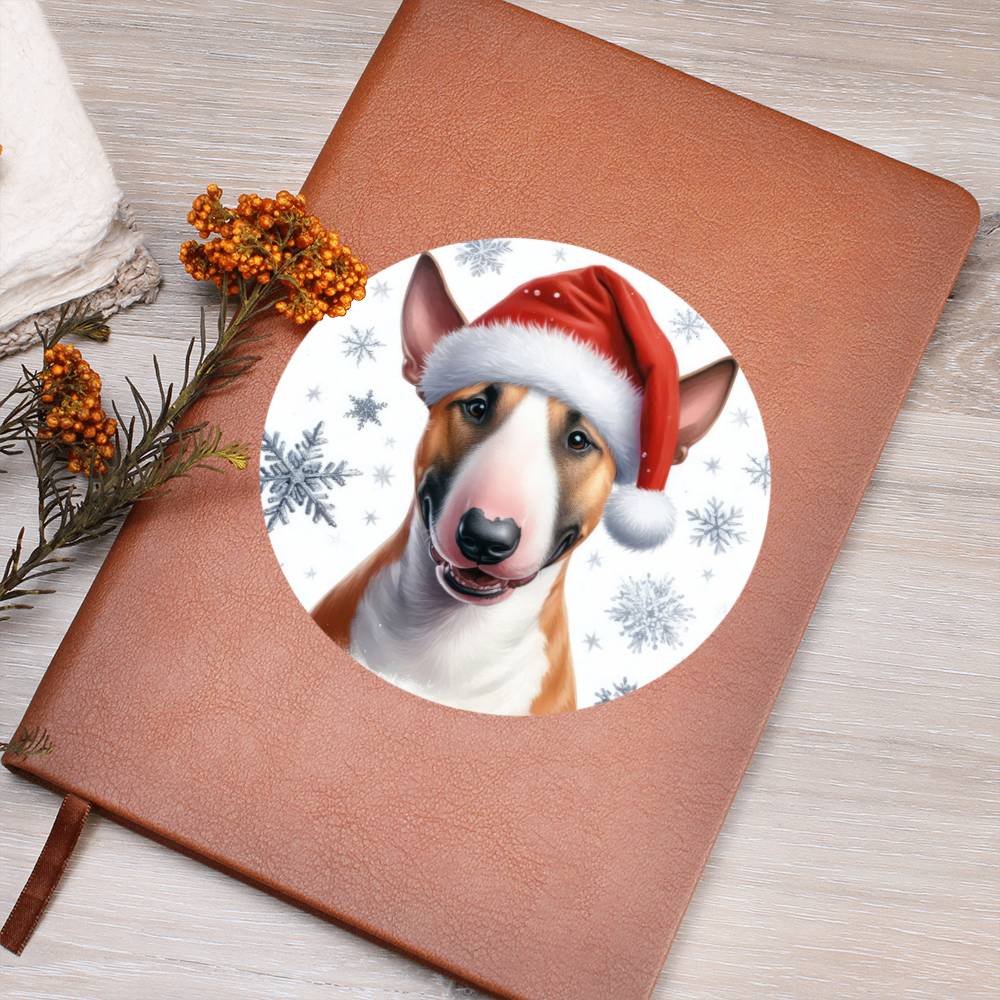 Christmas Dog - Miniature Bull Terrier - Vegan Leather Journal