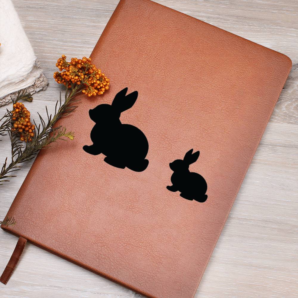 Mama Rabbit With 1 Kitten - Vegan Leather Journal