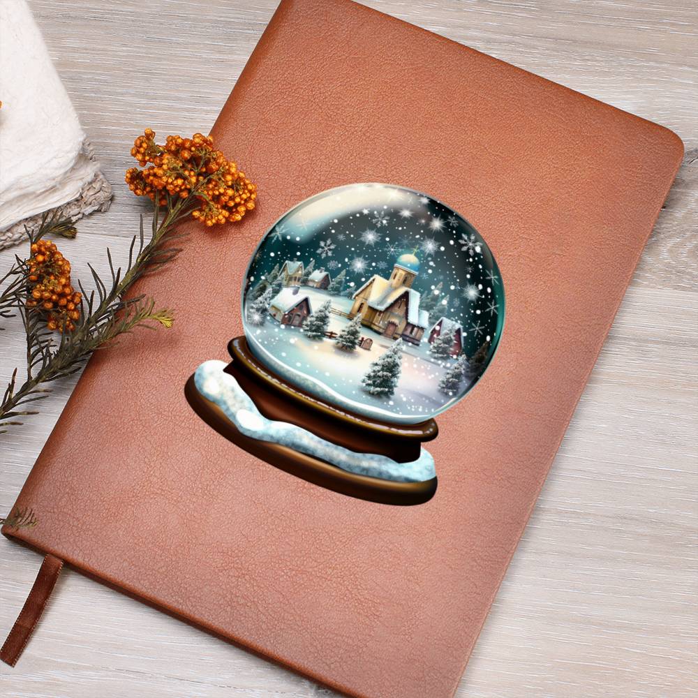 Watercolor Christmas Snow Globe 029 - Vegan Leather Journal