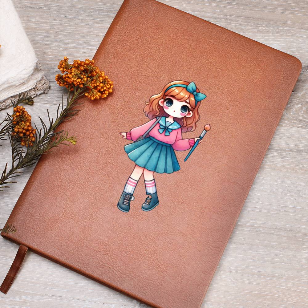 Cute Back to School Sticker 025 - Vegan Leather Journal