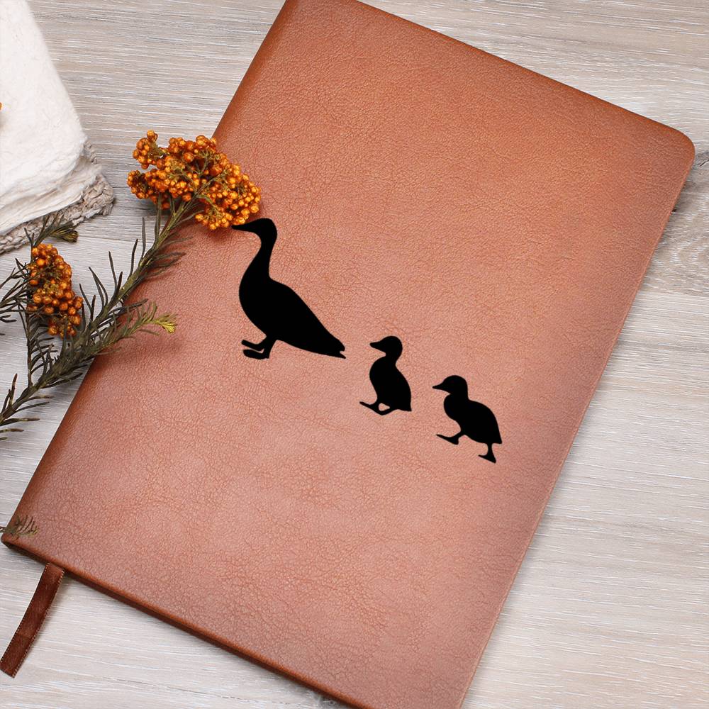 Mama Duck With 2 Ducklings - Vegan Leather Journal