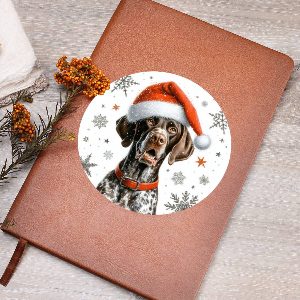 Christmas Dog - German Shorthaired Pointer - Vegan Leather Journal