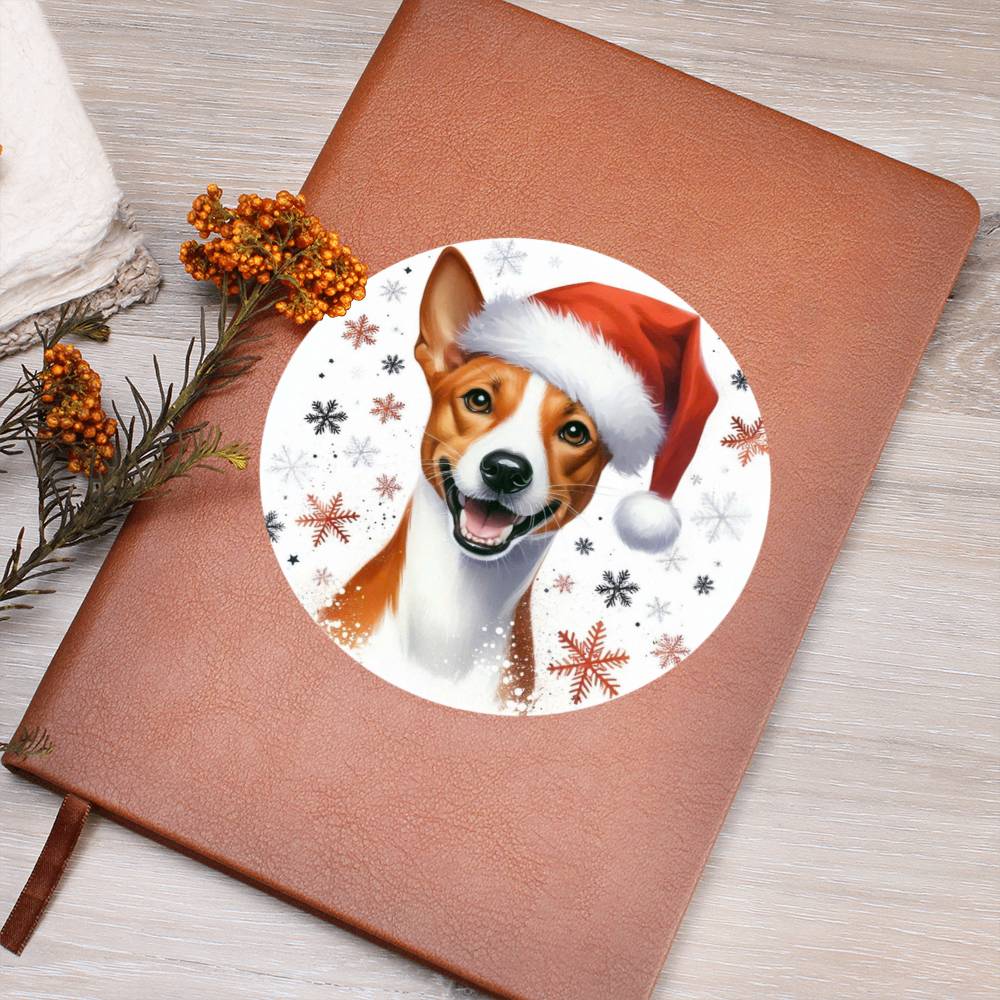 Christmas Dog - Basenji - Vegan Leather Journal