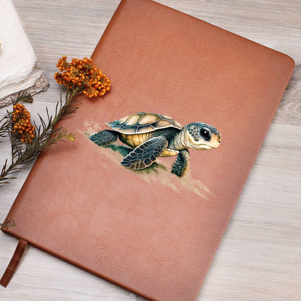 Cute Sea Turtle 019 - Vegan Leather Journal