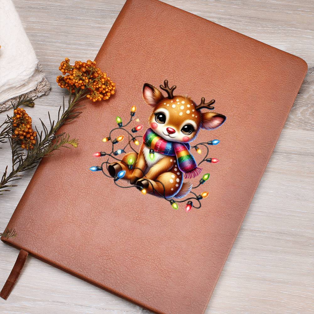 Cute Christmas Reindeer 023 - Vegan Leather Journal
