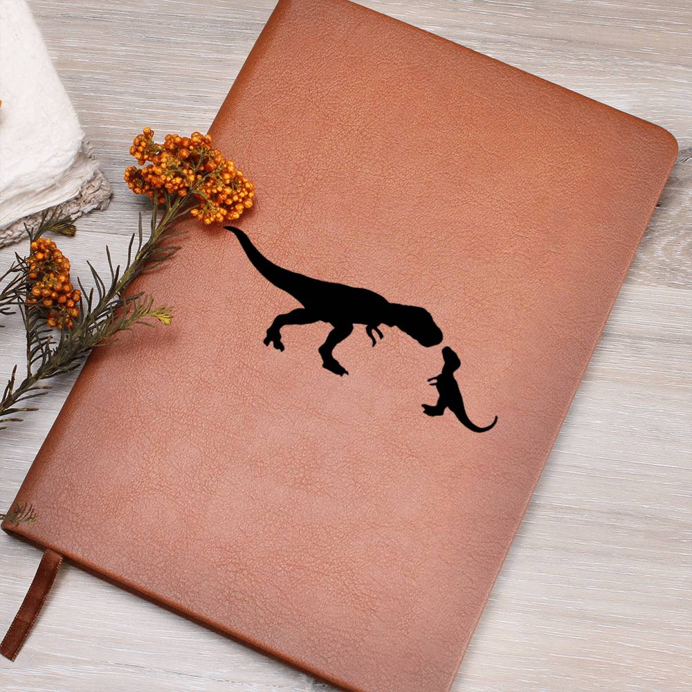 Mama Dinosaur With 1 Hatchling - Vegan Leather Journal