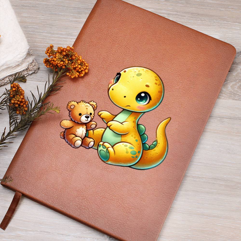 Colorful Baby Dinosaur 018 - Vegan Leather Journal