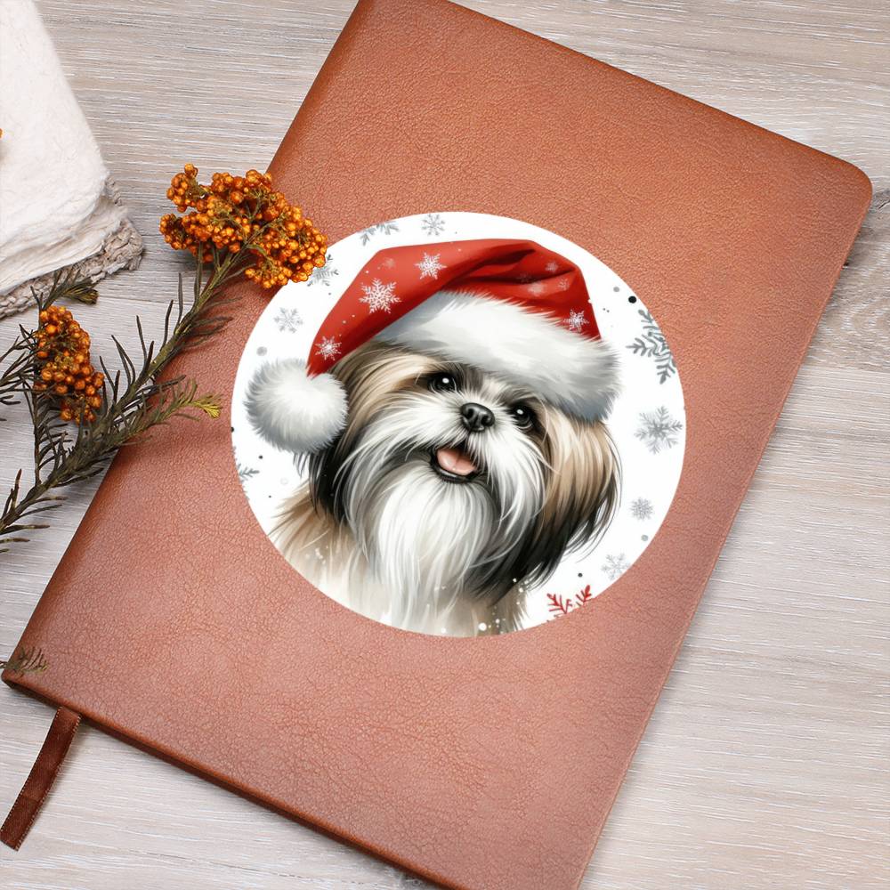 Christmas Dog - Shih Tzu - Vegan Leather Journal